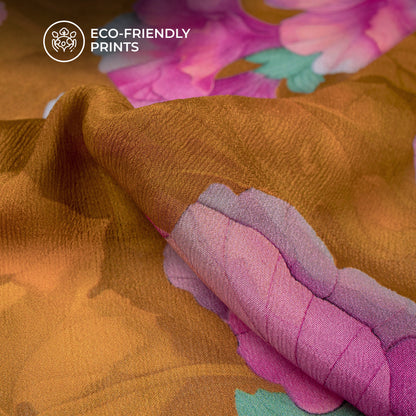Bloosom Floral Digital Print Viscose Chinnon Chiffon Fabric For DIY Designers