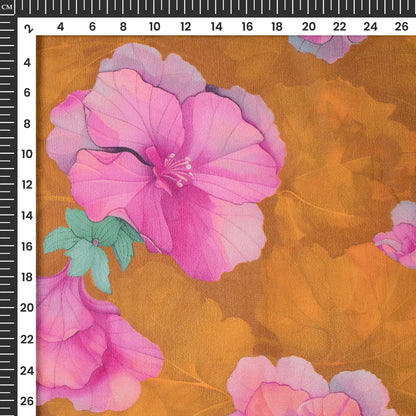 Bloosom Floral Digital Print Viscose Chinnon Chiffon Fabric For DIY Designers