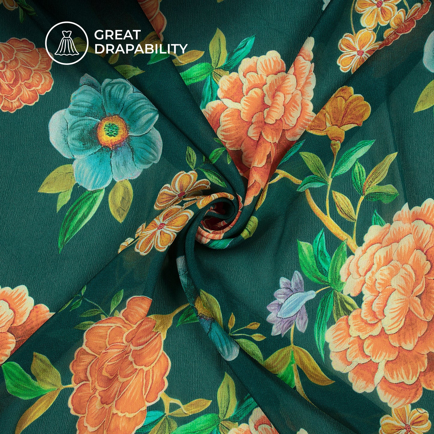 Premium Floral Digital Print Viscose Chinnon Chiffon Fabric – Business Catalogue