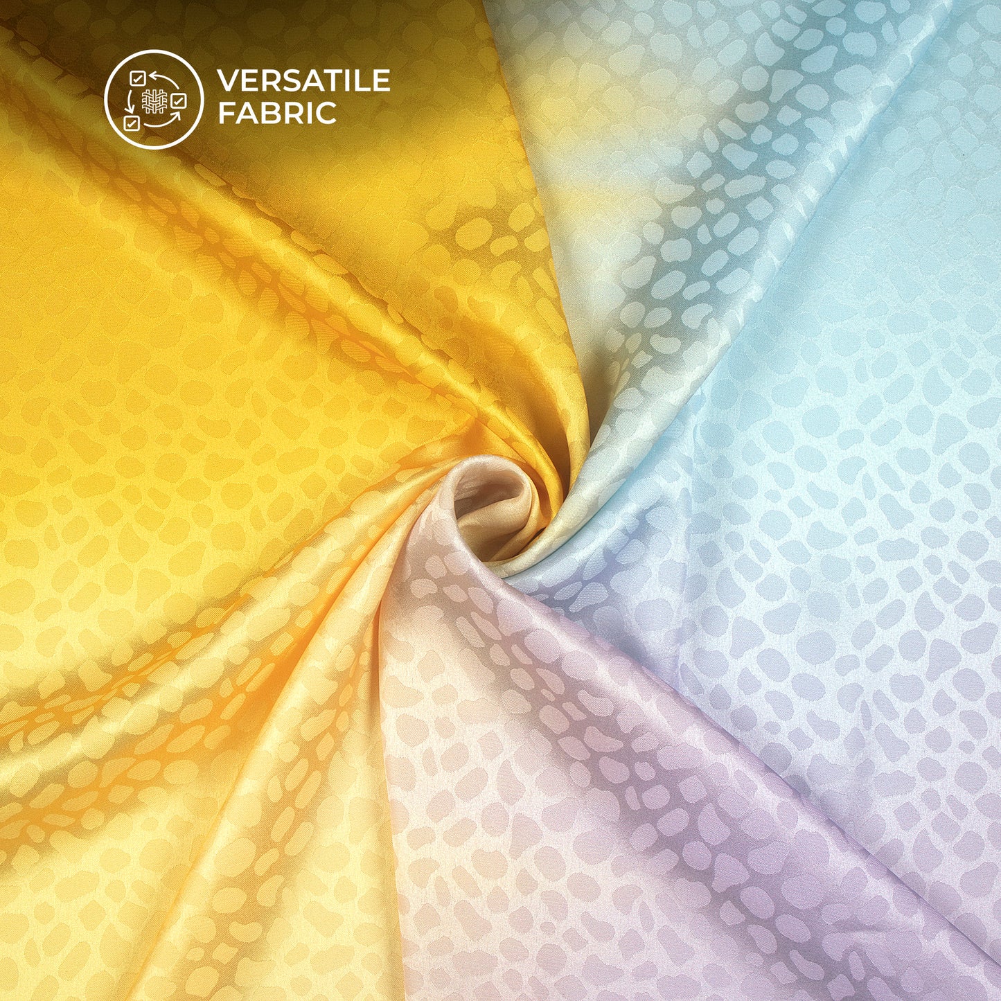 Four Color Shades Ombre Pattern Digital Print Dobby Satin Fabric