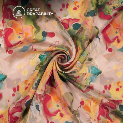Floral Digital Print Uppada Silk Fabric For Boutique And Wholeseller