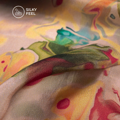 Floral Digital Print Uppada Silk Fabric For Boutique And Wholeseller