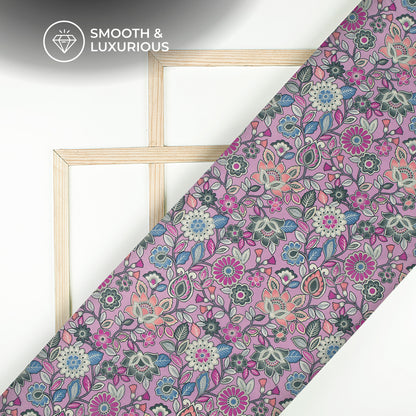Seamless Floral Uppada Silk Fabric For Designer Outfits