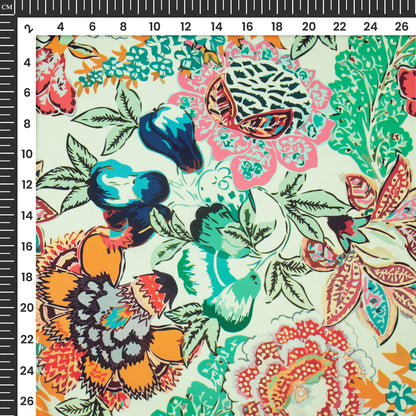 Impressive Floral Design Digital Print Imported Satin Fabric