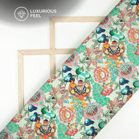 Impressive Floral Design Digital Print Imported Satin Fabric