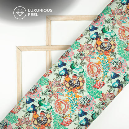 Impressive Floral Design Digital Print Imported Satin Fabric