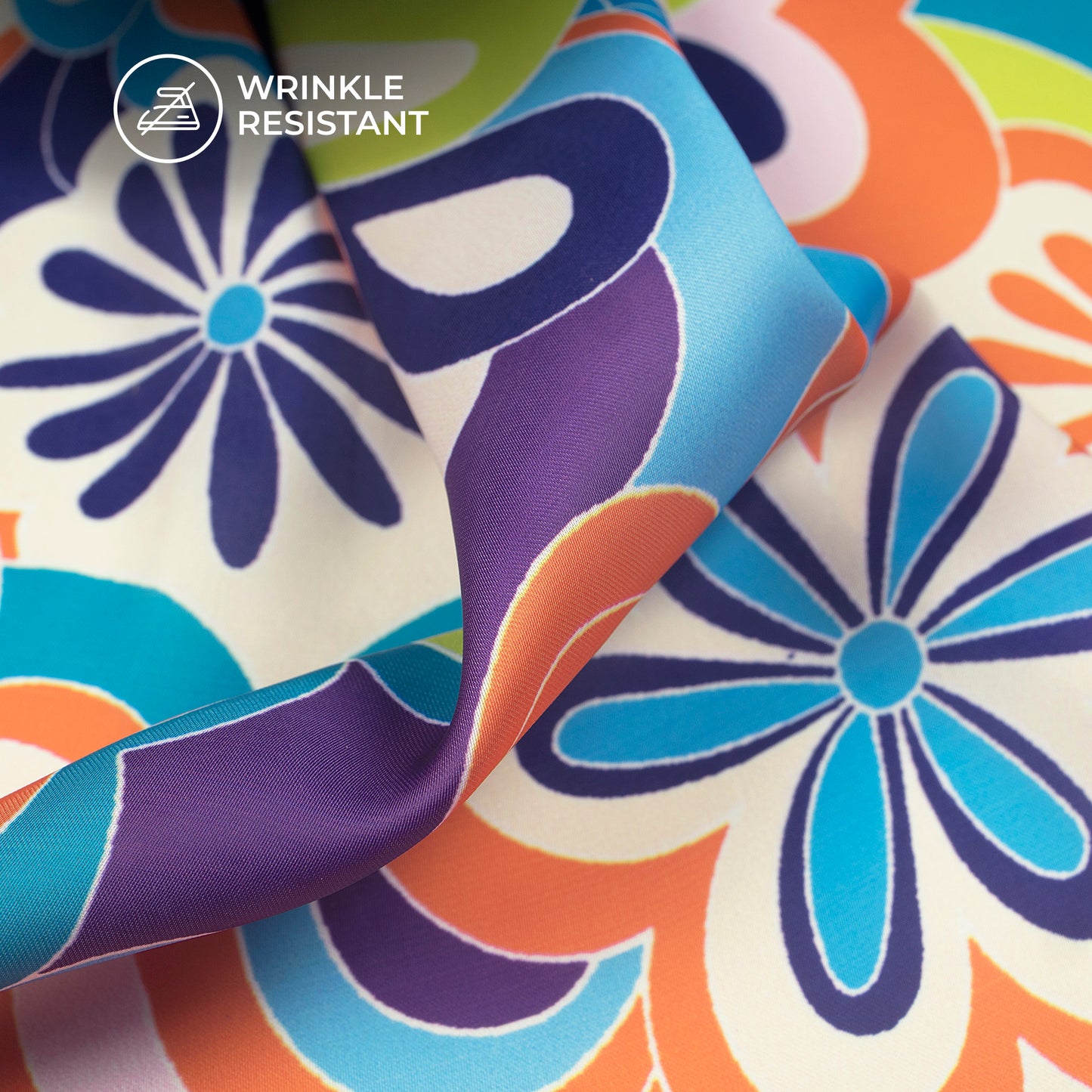 New Tela Flower Design Digital Print Imported Satin Fabric