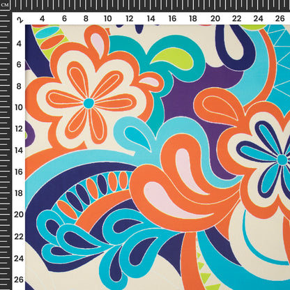 New Tela Flower Design Digital Print Imported Satin Fabric