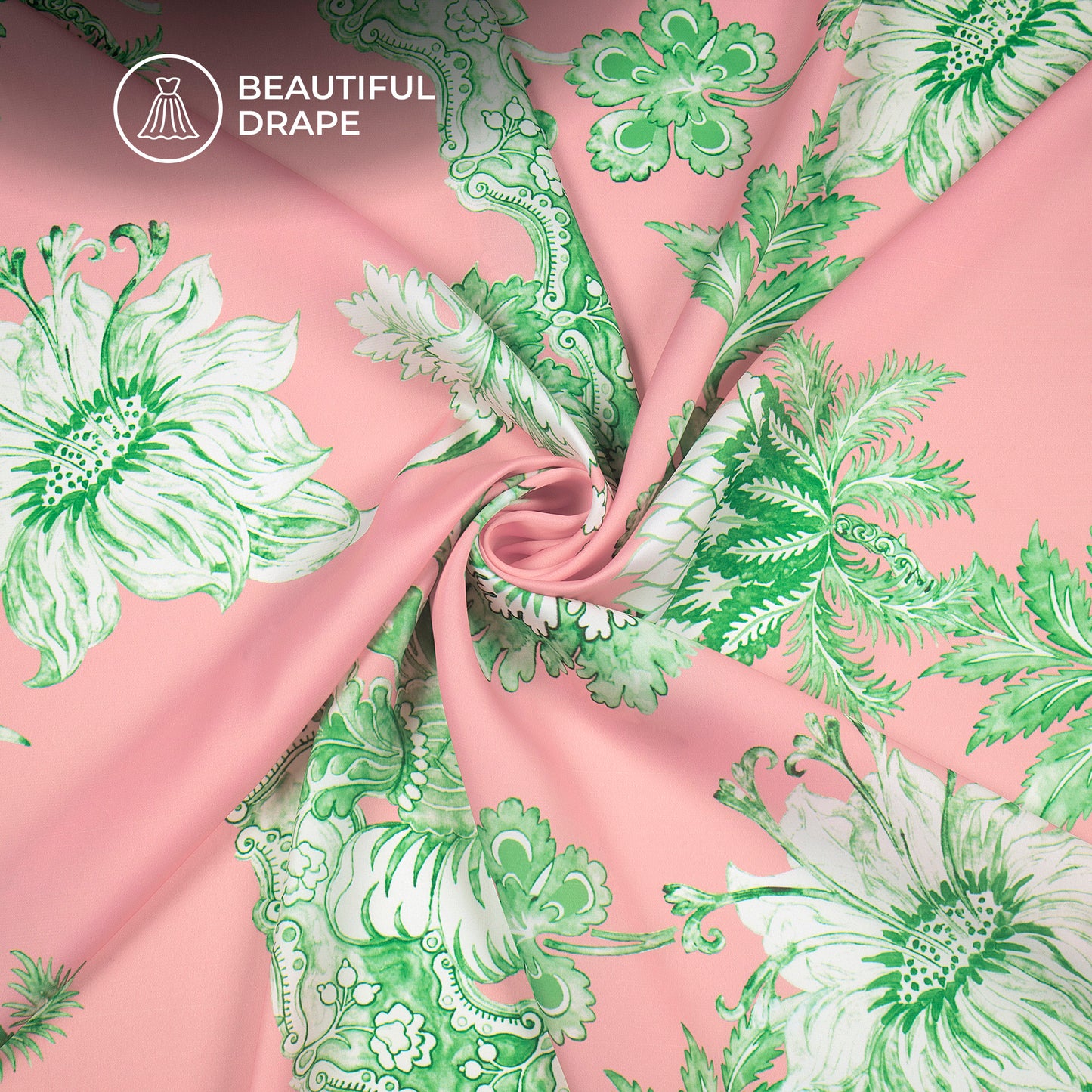 Vintage Floral Design Digital Print Imported Satin Fabric