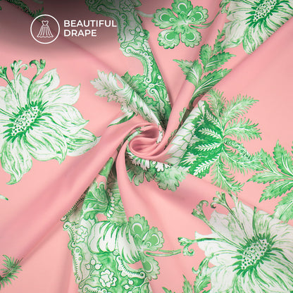 Vintage Floral Design Digital Print Imported Satin Fabric