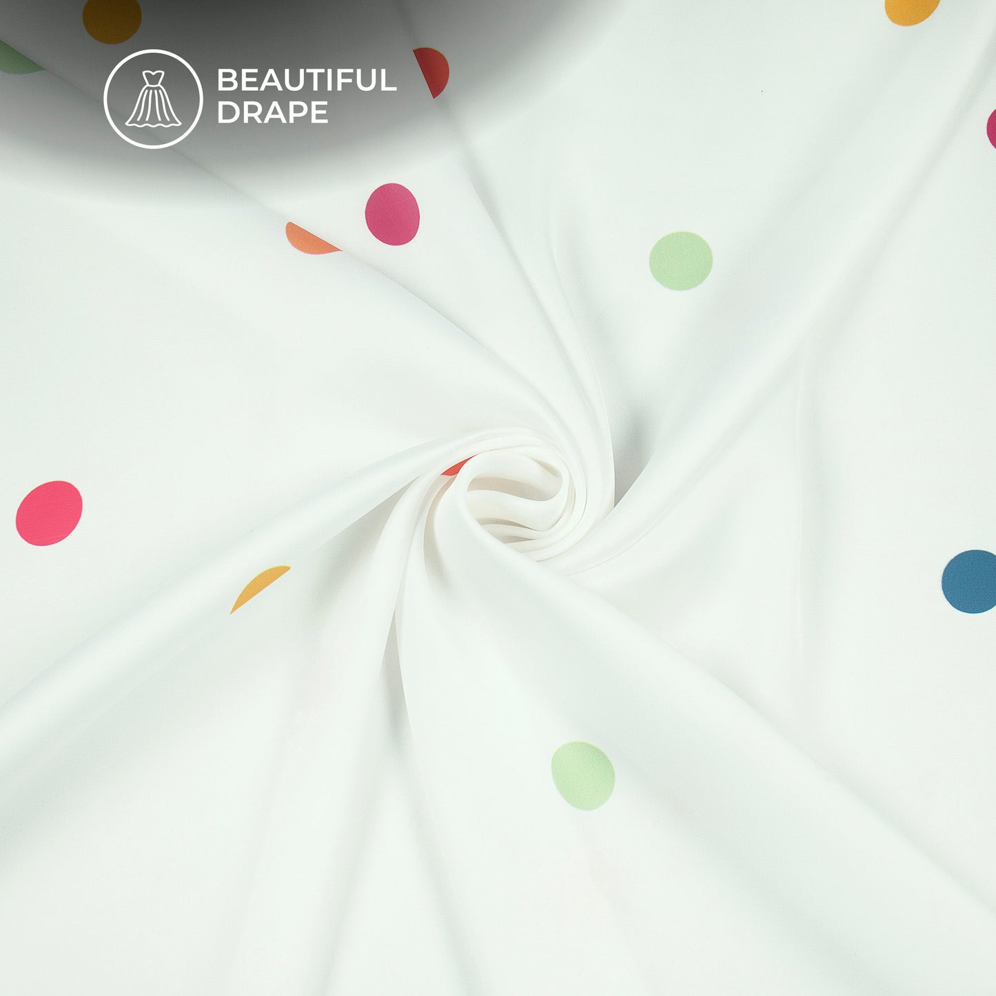 Polka Dots Digital Print Imported Satin Fabric