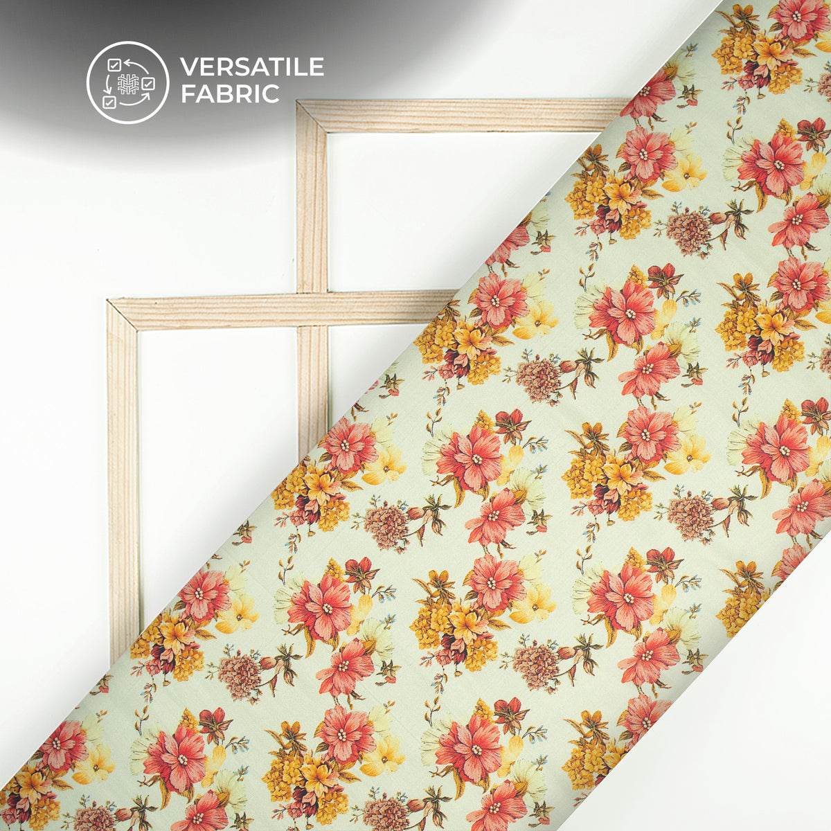 Vintage Floral Digital Print Bemberg Raw Silk Fabric