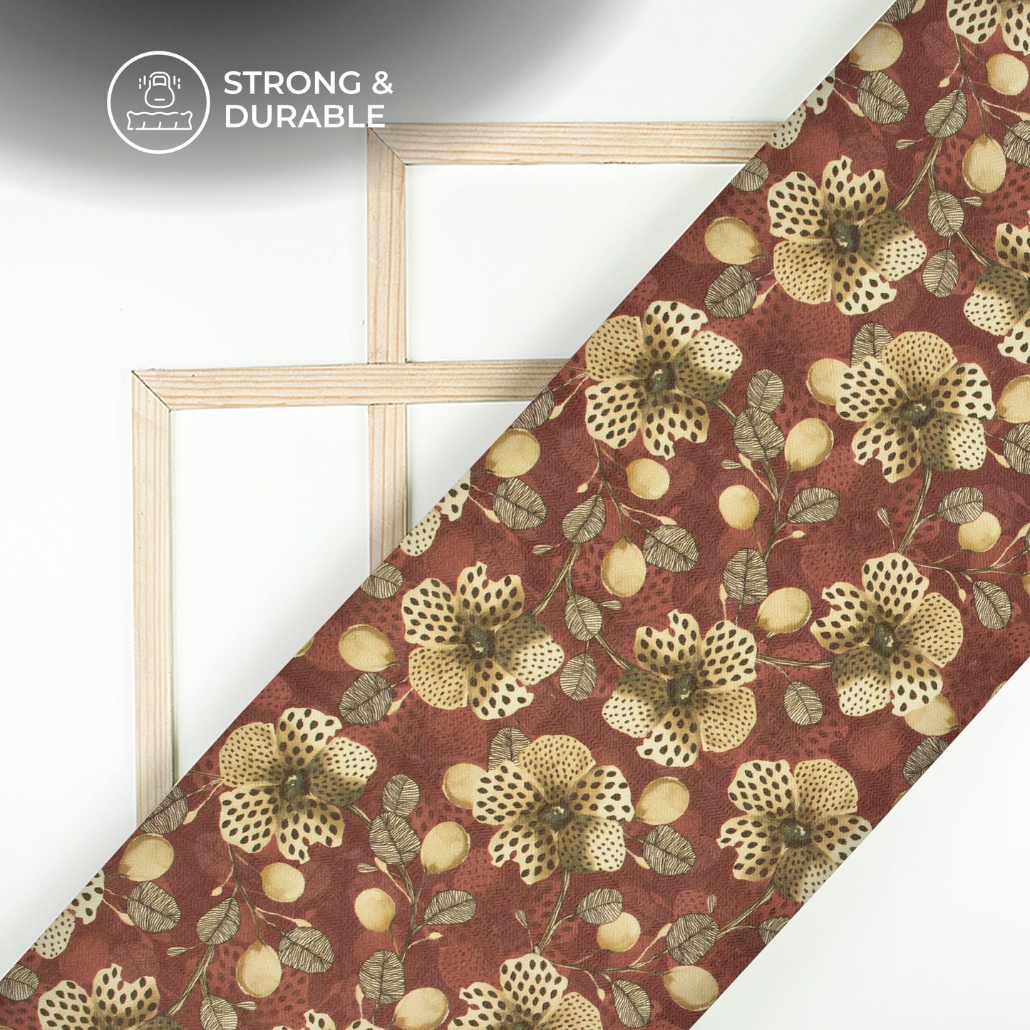 Maroon And Golden Floral Digital Print Elegant Blend Pashmina Fabric
