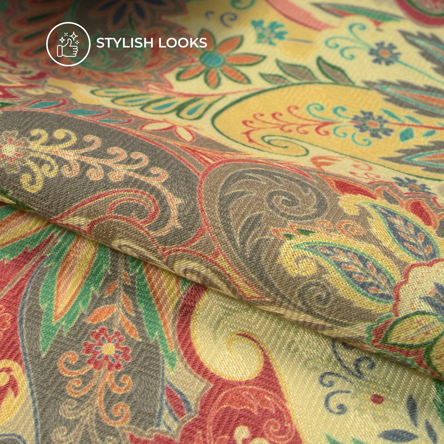 Muli Color Paisley Floral Digital Print Elegant Blend Pashmina Fabric