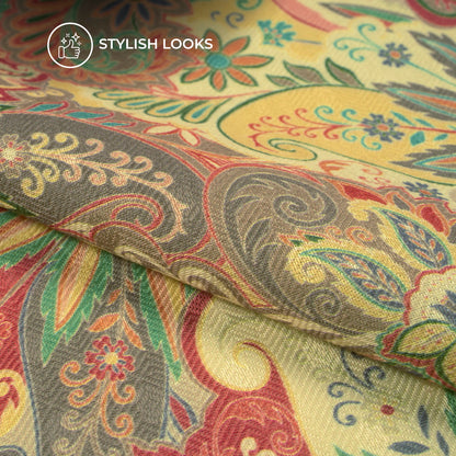 Muli Color Paisley Floral Digital Print Elegant Blend Pashmina Fabric