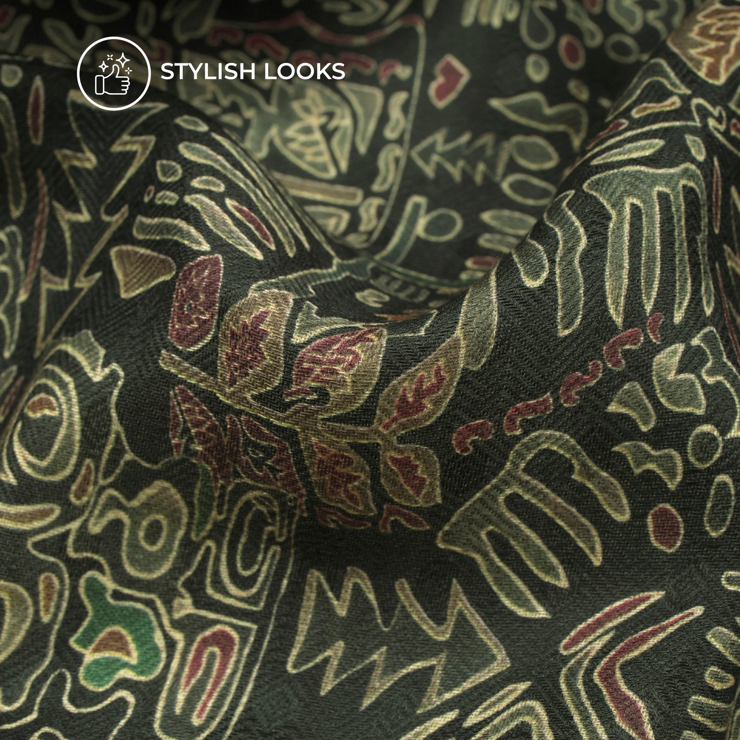 Ajrakh Design Digital Print Elegant Blend Pashmina Fabric