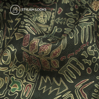 Ajrakh Design Digital Print Elegant Blend Pashmina Fabric