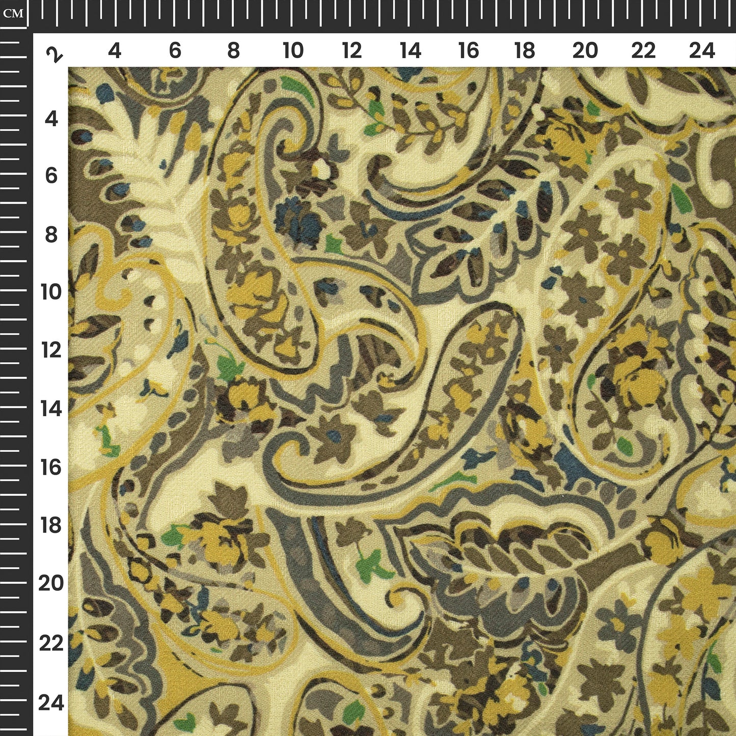 Brown And Golden Paisley Floral Digital Print Elegant Blend Pashmina Fabric
