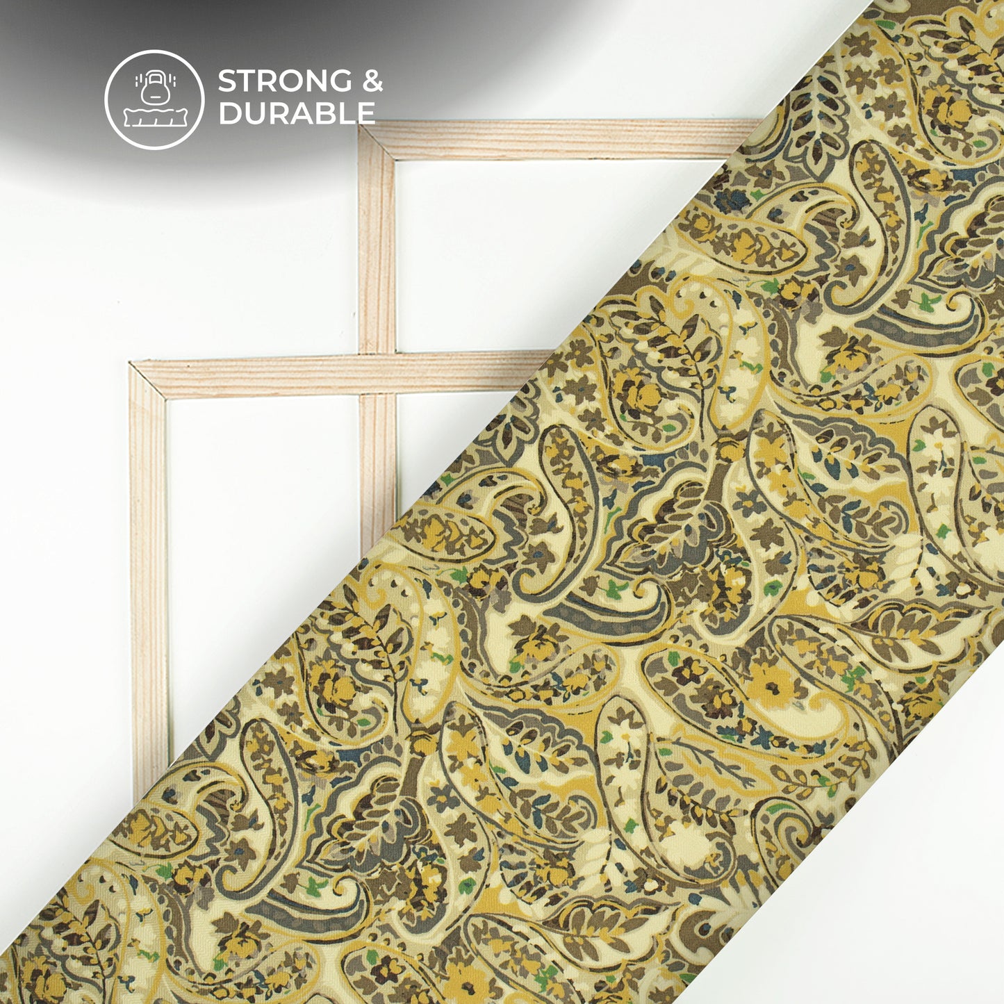 Brown And Golden Paisley Floral Digital Print Elegant Blend Pashmina Fabric