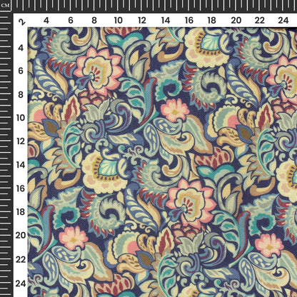 Vintage Paisley Floral Digital Print Elegant Blend Pashmina Fabric