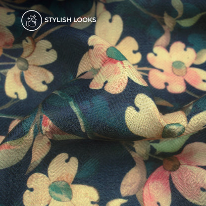 Thousand Floral Digital Print Elegant Blend Pashmina Fabric