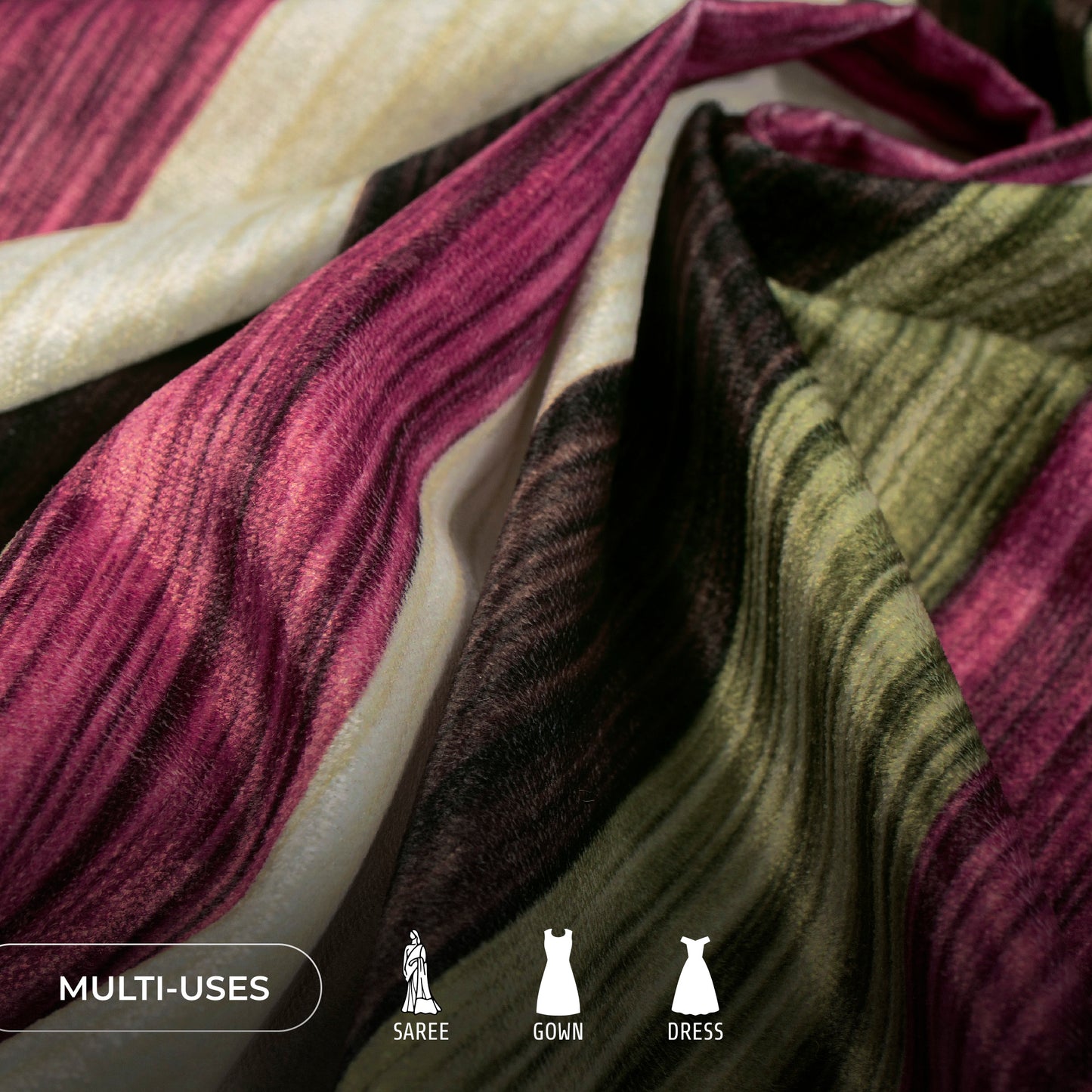 Fabcurate LuxeVel™ Digital Print Stripe Premium Velvet Fabric