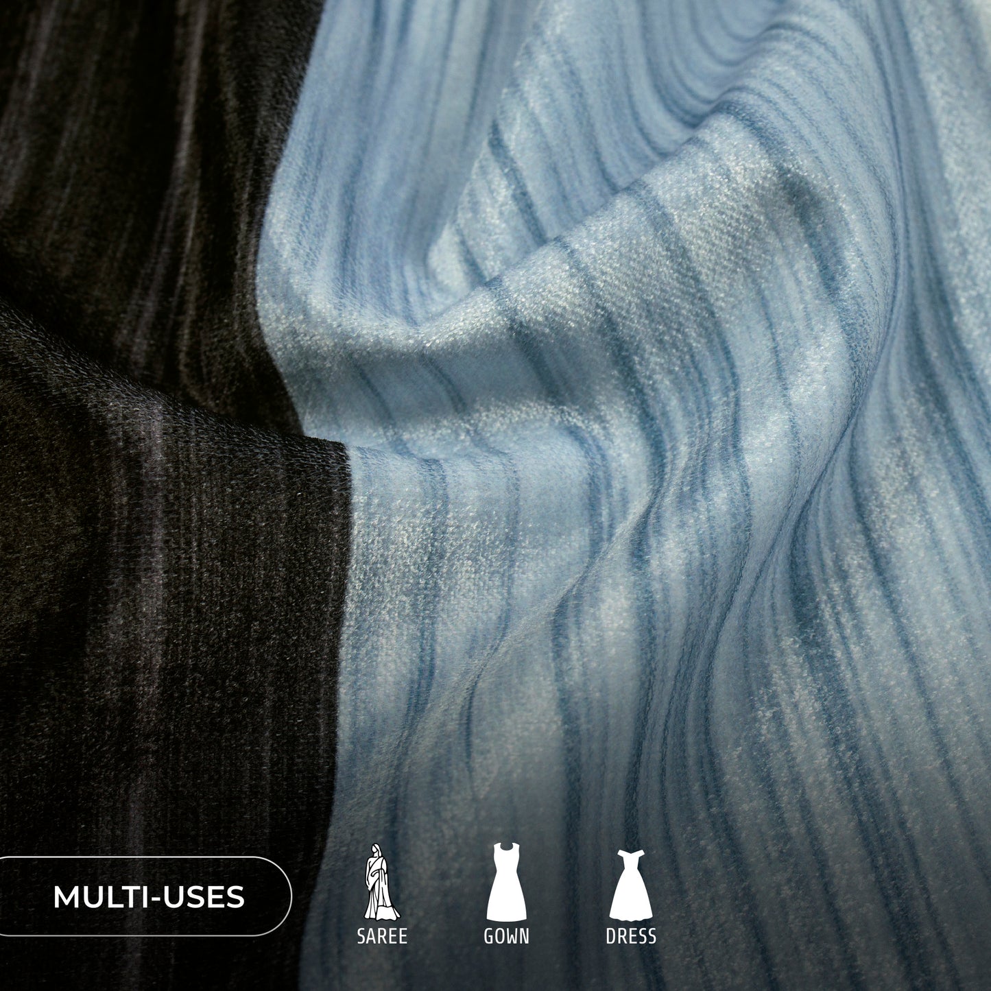 Couture-Grade Velvet Fabric with Digital Print Stripe