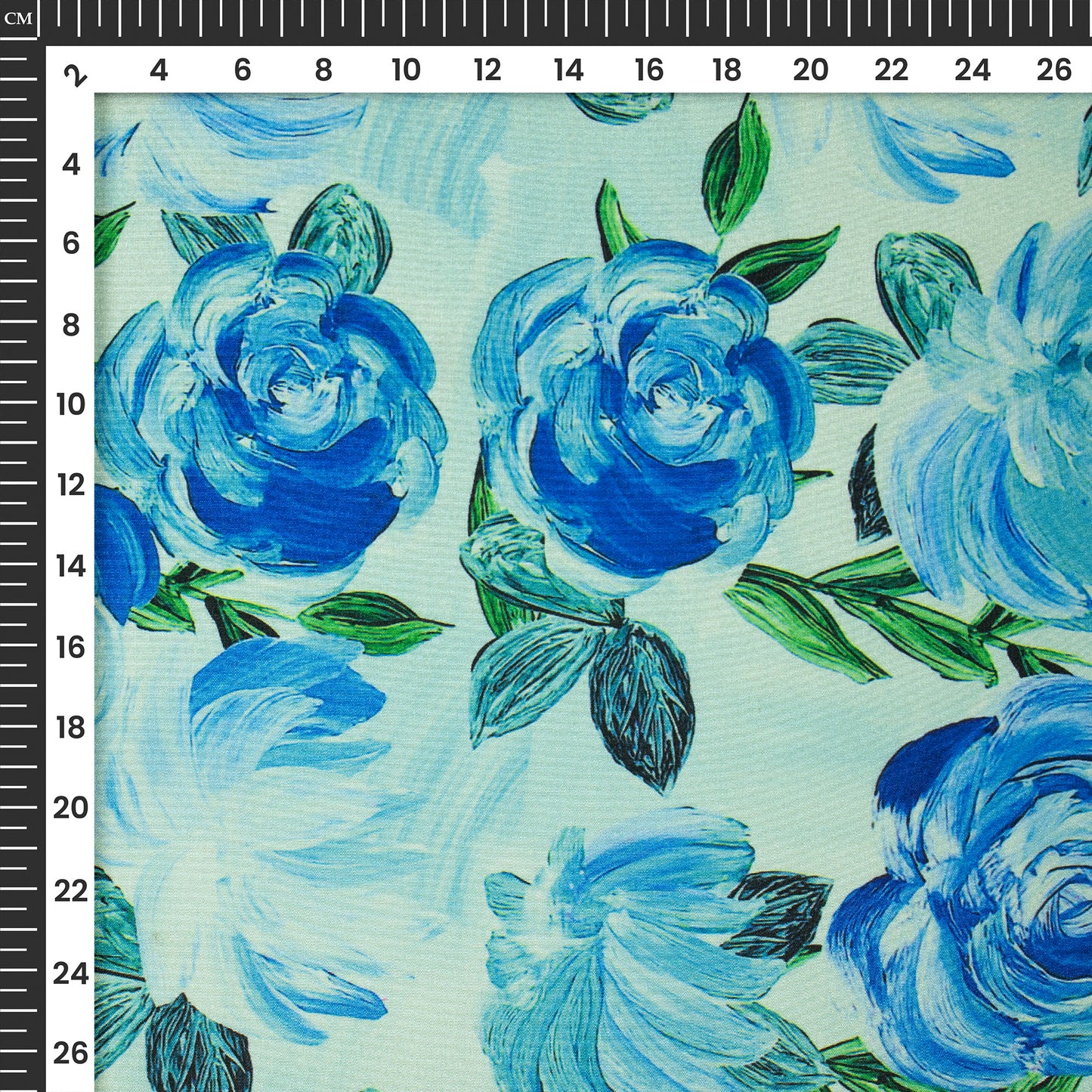 Attractive Blue Floral Digital Print Crepe Silk Fabric