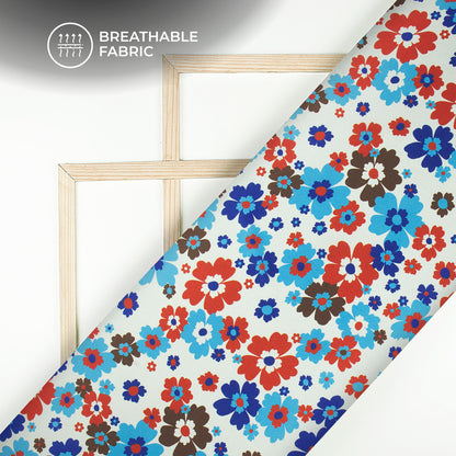 New Boden Vibrant Floral Digital Print Crepe Silk Fabric