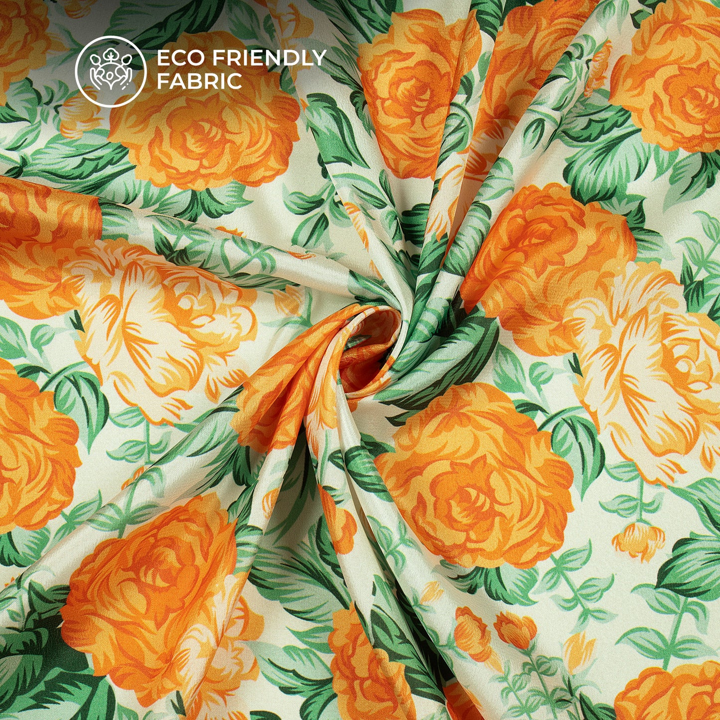 Vintage Floral Digital Print Crepe Silk Fabric