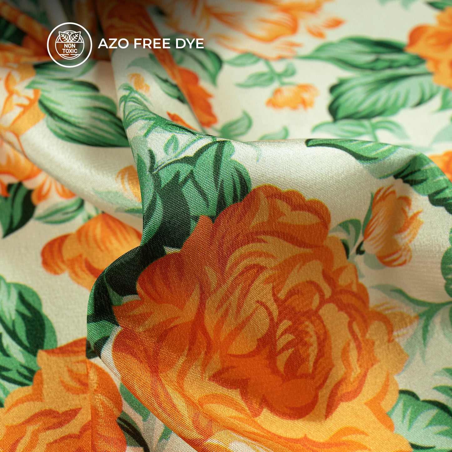 Vintage Floral Digital Print Crepe Silk Fabric
