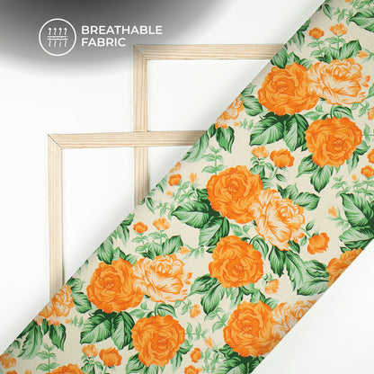 Vintage Floral Digital Print Crepe Silk Fabric