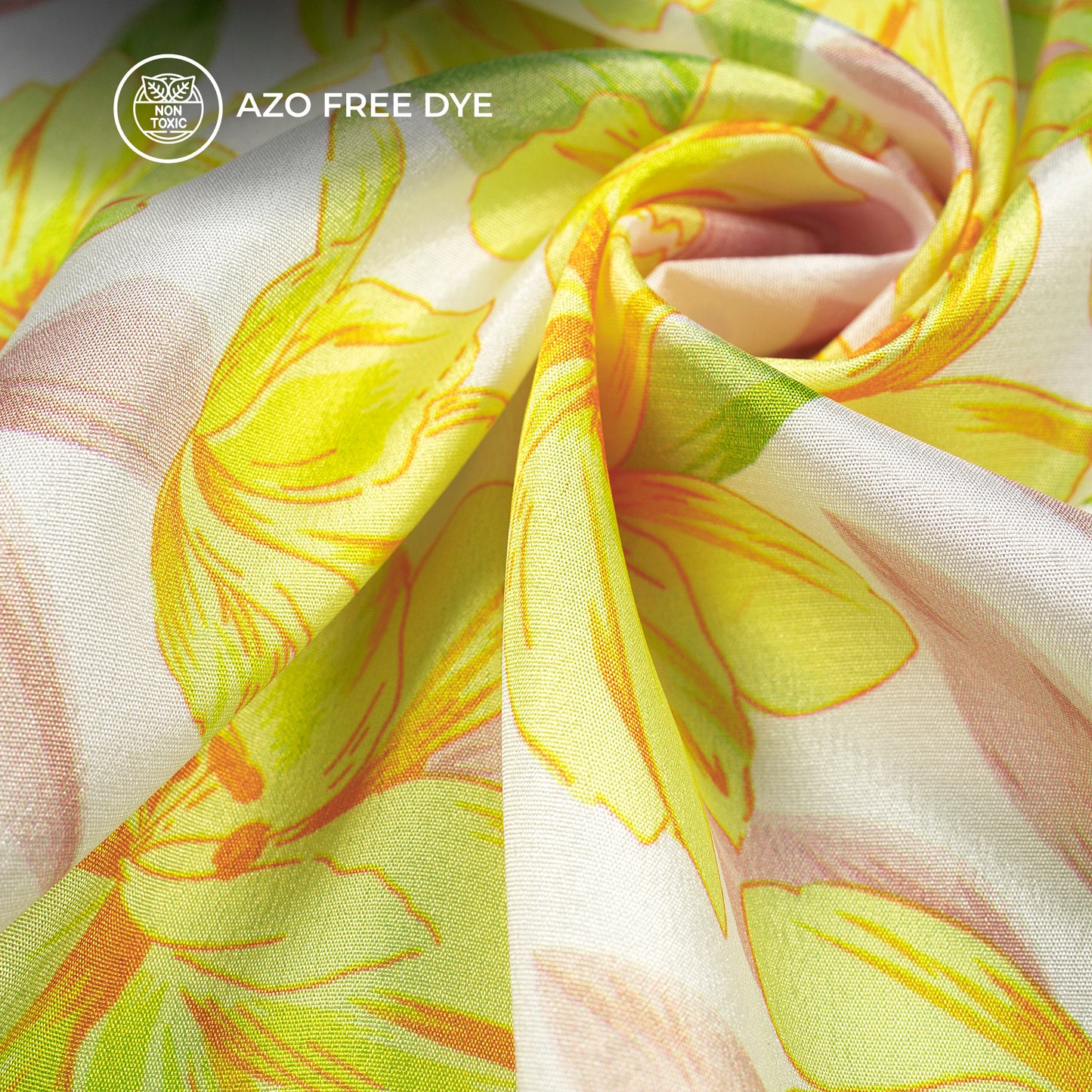 Thousand Yellow Floral Digital Print Crepe Silk Fabric