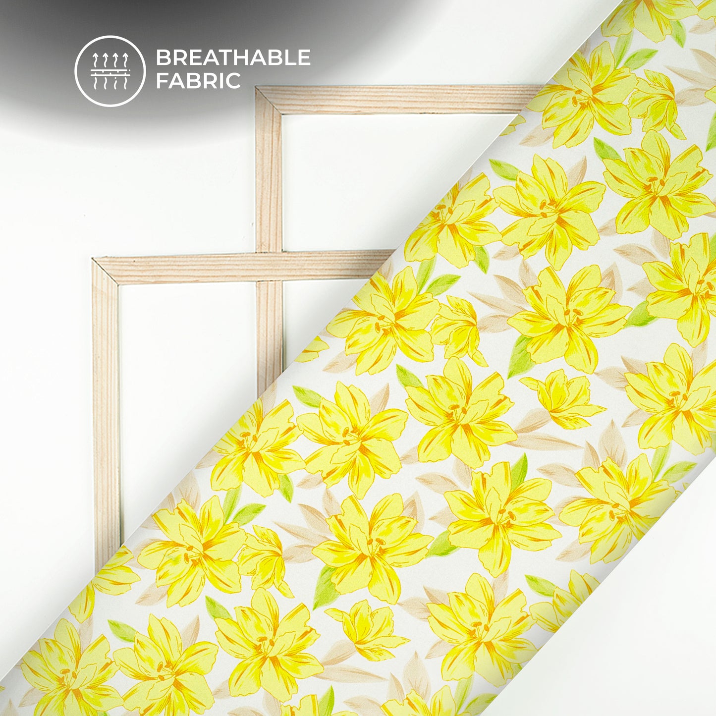 Thousand Yellow Floral Digital Print Crepe Silk Fabric