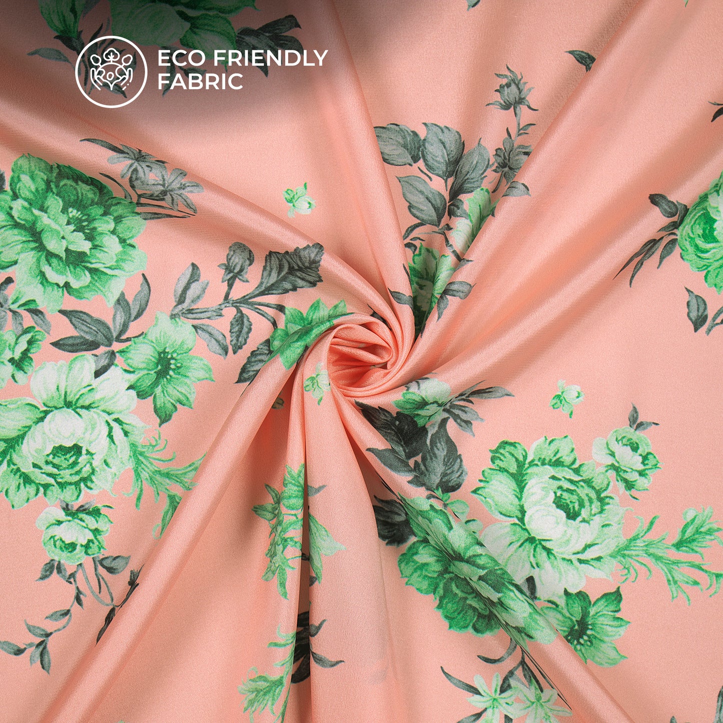 Beautiful Green Floral Digital Print Crepe Silk Fabric