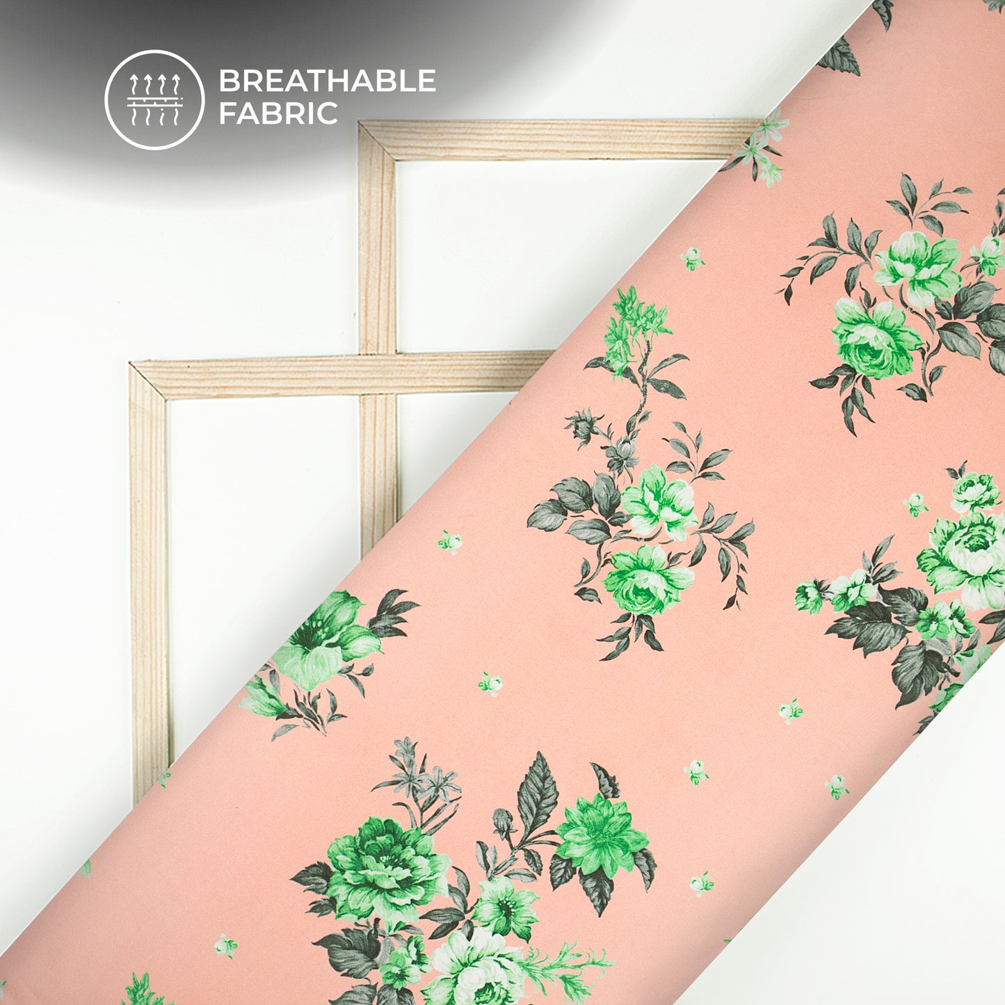 Beautiful Green Floral Digital Print Crepe Silk Fabric
