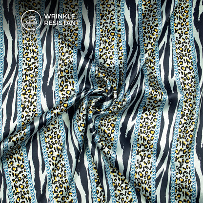 Cheetah And Zebra Animal Stripes Style Digital Print Japan Satin Fabric