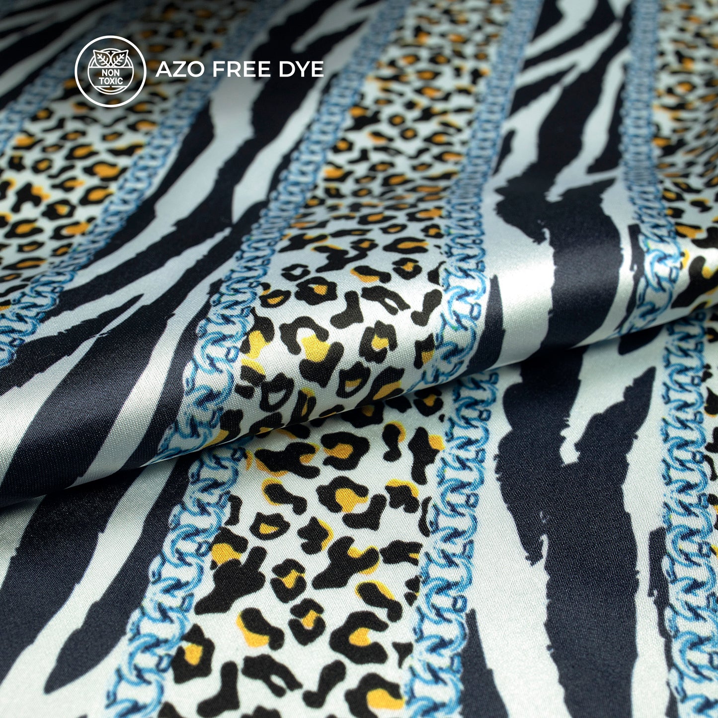 Cheetah And Zebra Animal Stripes Style Digital Print Japan Satin Fabric