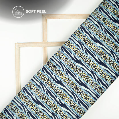 Cheetah And Zebra Animal Stripes Style Digital Print Japan Satin Fabric