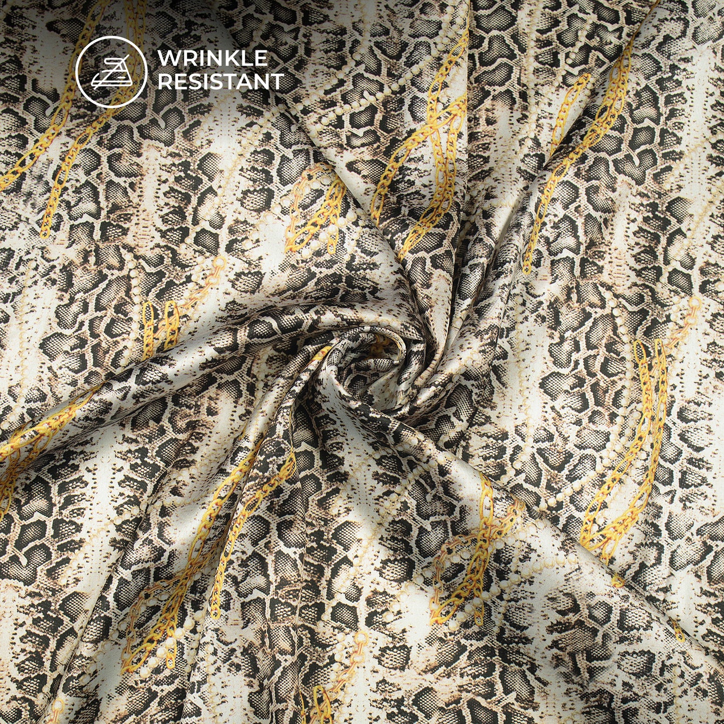 Python And Chain Stripes Digital Print Japan Satin Fabric