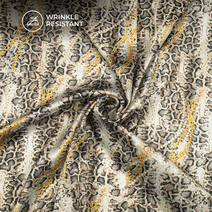 Python And Chain Stripes Digital Print Japan Satin Fabric