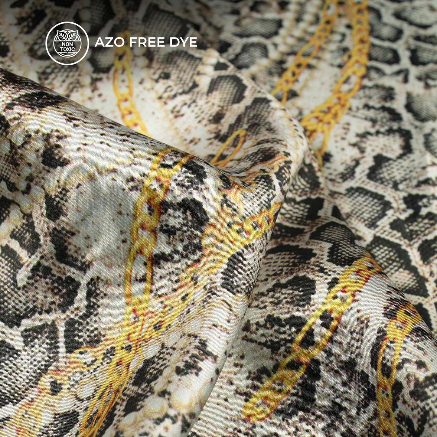 Python And Chain Stripes Digital Print Japan Satin Fabric