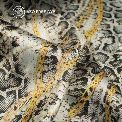 Python And Chain Stripes Digital Print Japan Satin Fabric