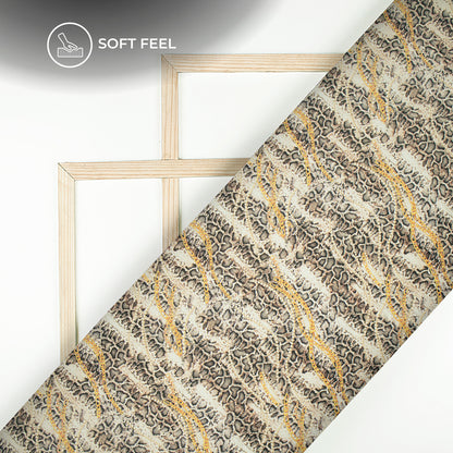Python And Chain Stripes Digital Print Japan Satin Fabric
