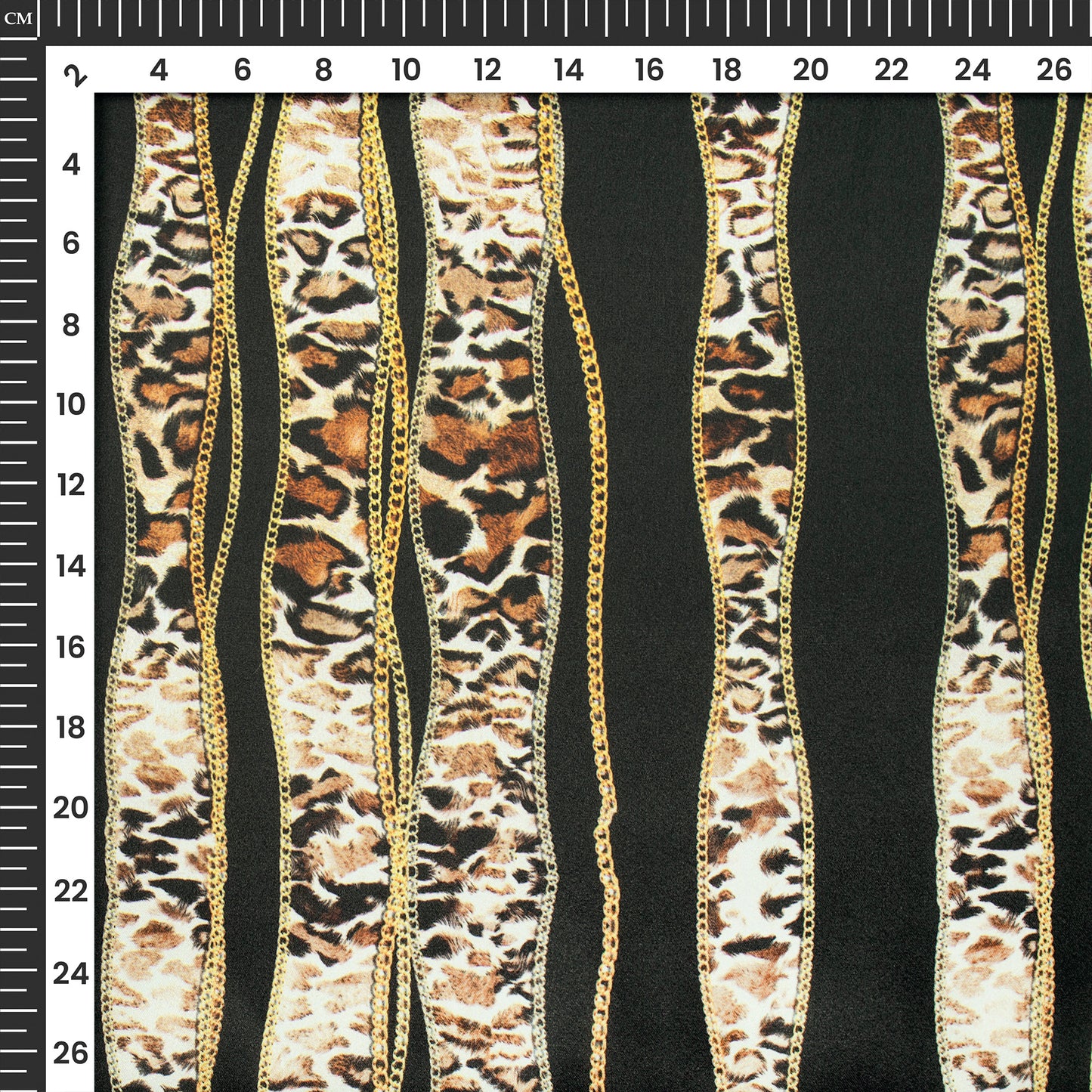 Animal Chain Design Stripes Digital Print Japan Satin Fabric