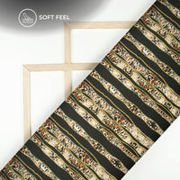 Animal Chain Design Stripes Digital Print Japan Satin Fabric