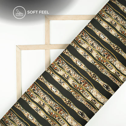 Animal Chain Design Stripes Digital Print Japan Satin Fabric