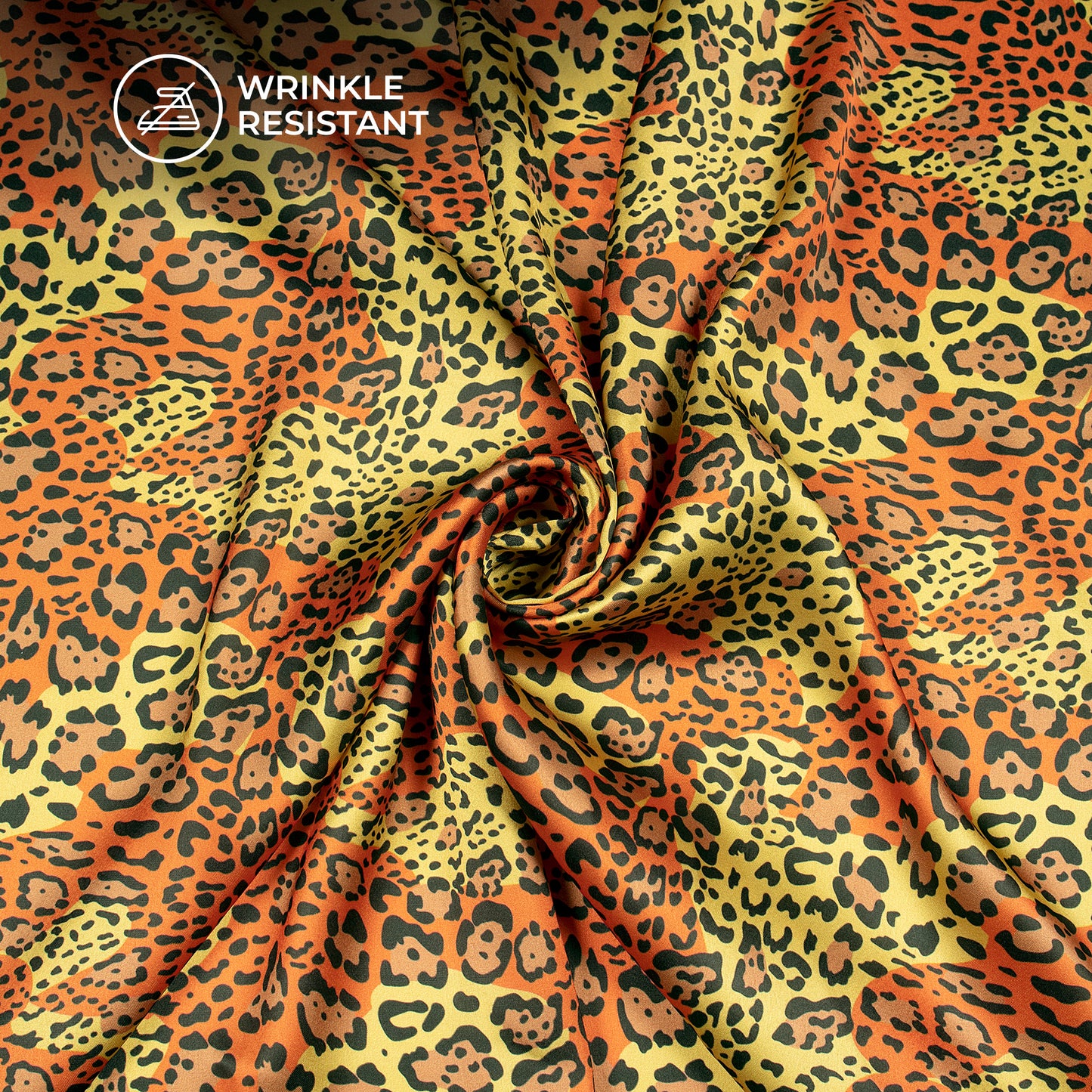 Vibrant Color Cheetah's Pattern Digital Print Japan Satin Fabric
