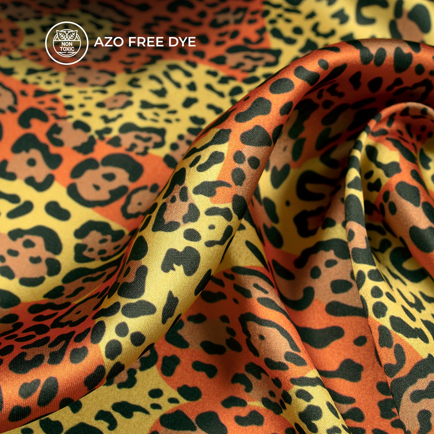 Vibrant Color Cheetah's Pattern Digital Print Japan Satin Fabric