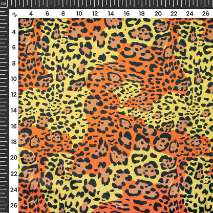 Vibrant Color Cheetah's Pattern Digital Print Japan Satin Fabric